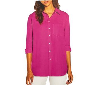 Gap Linen Button Down Shirt Top Women's Size XXL New with Tags Pink Berry Collar